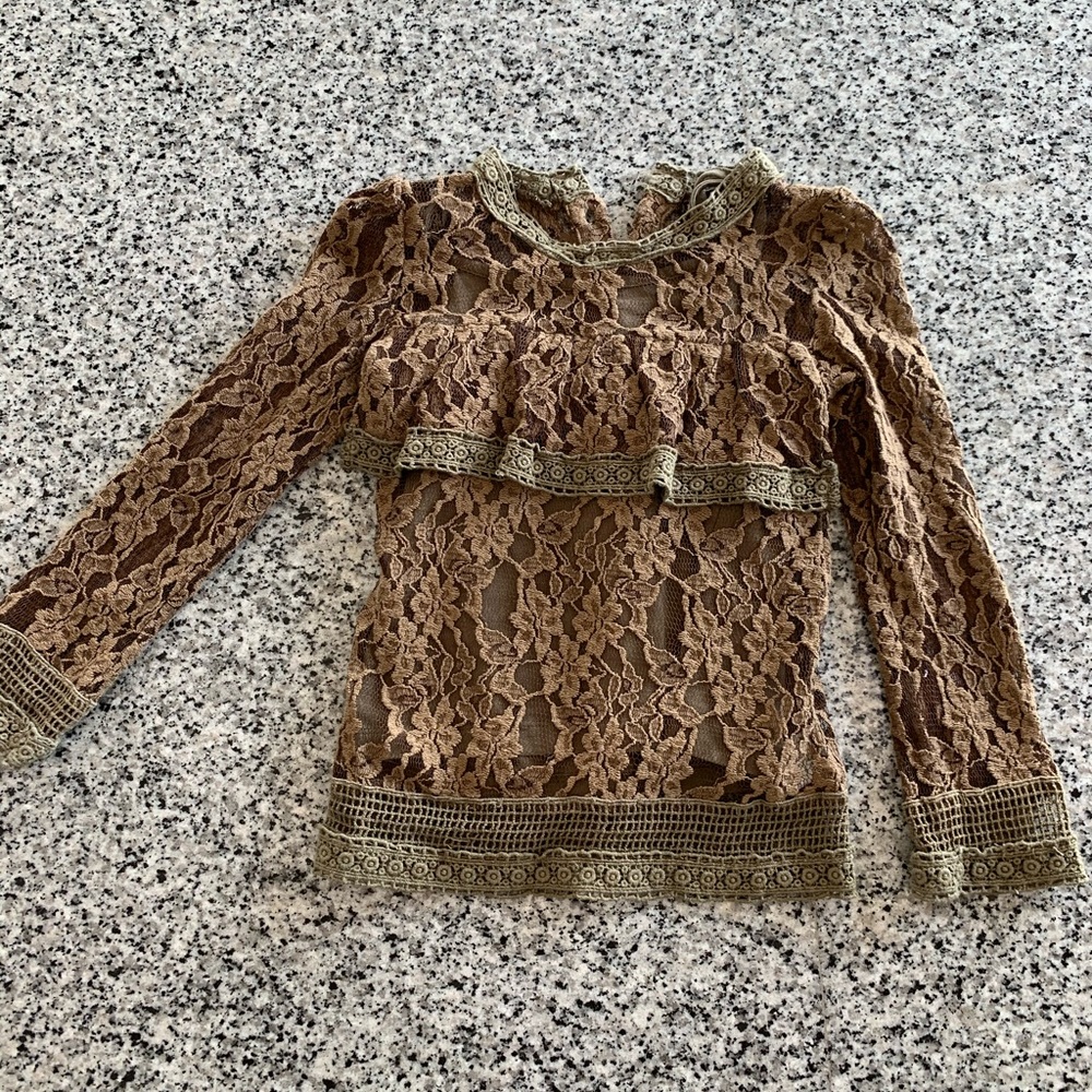 Beautiful Mustard Pie Lace Top Sz5